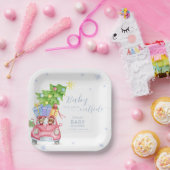 Whimsical Cold Outside Reindeer Bear Baby Shower  ペーパープレート (パーティー)