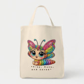 🦋Whimsical Colorful Butterfly Larva Kids Tote Bag トートバッグ (正面)