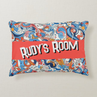 Whimsical Colorful Doodle with name, アクセントクッション