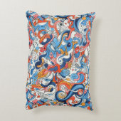 Whimsical Colorful Doodle with name, アクセントクッション (裏面(縦))