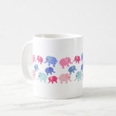 Whimsical Colorful Elephants Coffee Mug コーヒーマグカップ (正面左)