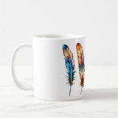 Whimsical Colorful Feather Art - Boho Graphic Tea コーヒーマグカップ (左)