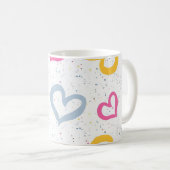 Whimsical Colorful Hearts & Speckled Coffee Mug コーヒーマグカップ (正面右)