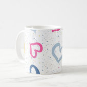 Whimsical Colorful Hearts & Speckled Coffee Mug コーヒーマグカップ (正面左)