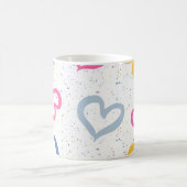 Whimsical Colorful Hearts & Speckled Coffee Mug コーヒーマグカップ (中央)