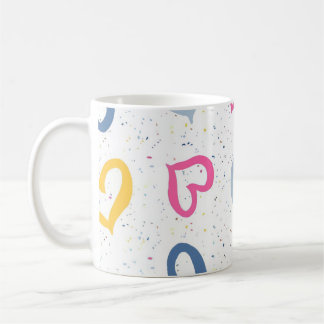 Whimsical Colorful Hearts & Speckled Coffee Mug コーヒーマグカップ