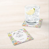 Whimsical Colorful Little Wildflower 1st Birthday  スクエアペーパーコースター (インサイチュ)