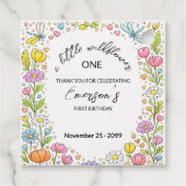 Whimsical Colorful Little Wildflower 1st Birthday  フェイバータグ (裏面)