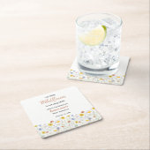 Whimsical Colorful Wildflower 1st Birthday Party スクエアペーパーコースター (インサイチュ)