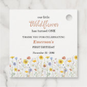 Whimsical Colorful Wildflower 1st Birthday Party フェイバータグ (裏面)
