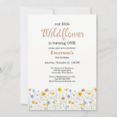 Whimsical Colorful Wildflower 1st Birthday Party 招待状 (正面)