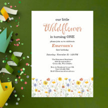 Whimsical Colorful Wildflower 1st Birthday Party