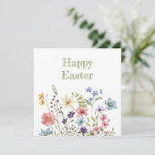 Whimsical Colorful Wildflower Bloom Happy Easter シーズンカード (スタンド正面)
