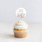 Whimsical Colorful Wildflower Bloom Happy Easter ラウンドシール