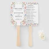 Whimsical Colorful Wildflower Wedding Program ハンドファン (正面&裏面)