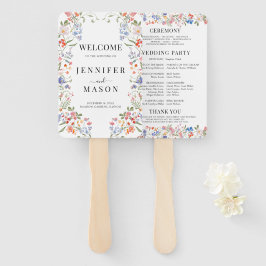 Whimsical Colorful Wildflower Wedding Program ハンドファン