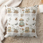 Whimsical "Compost Your Expectations" Frog & Cat P クッション (ブランケット)