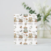 Whimsical "Compost Your Expectations" Frog & Cat P ポストカード (スタンド正面)