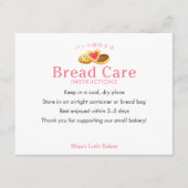 Whimsical Cookies Pink Bread Care Instructions サンキューカード (正面)