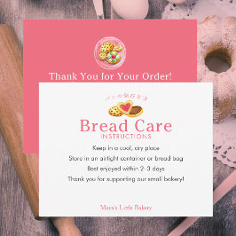 Whimsical Cookies Pink Bread Care Instructions サンキューカード