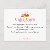 Whimsical Cookies Pink Cake Care Instructions サンキューカード (正面)