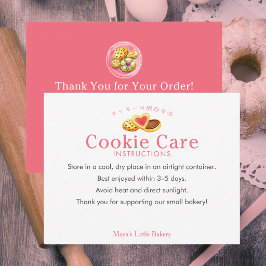 Whimsical Cookies Pink Cookie Care Instructions サンキューカード
