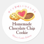 Whimsical Cookies Watercolor Bakery Product Name ラウンドシール (正面)