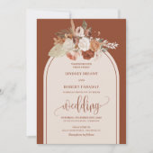 Whimsical Copper Pampas Grass Boho Wedding Invite 招待状 (正面)