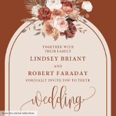Whimsical Copper Pampas Grass Boho Wedding Invite 招待状