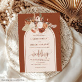 Whimsical Copper Pampas Grass Boho Wedding Invite 招待状
