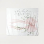 Whimsical Coquette Bow Script Baby Shower タペストリー (正面(横))