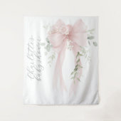 Whimsical Coquette Bow Script Baby Shower タペストリー (正面)