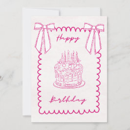 Whimsical Coquette Pink Birthday Card シーズンカード