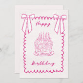 Whimsical Coquette Pink Birthday Card シーズンカード (正面/裏面)