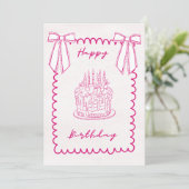 Whimsical Coquette Pink Birthday Card シーズンカード (スタンド正面)