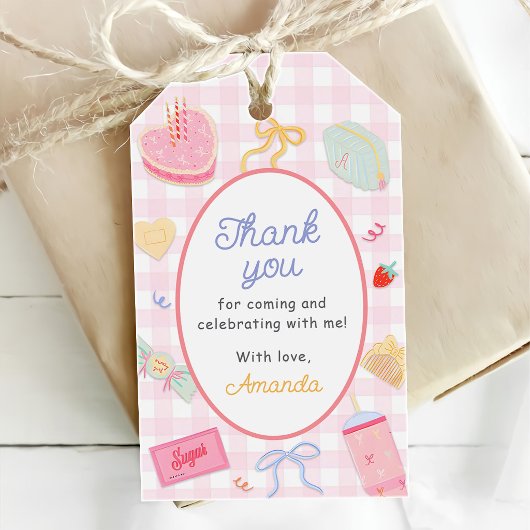 Whimsical Coquette Pink Hand Drawn ギフトタグ