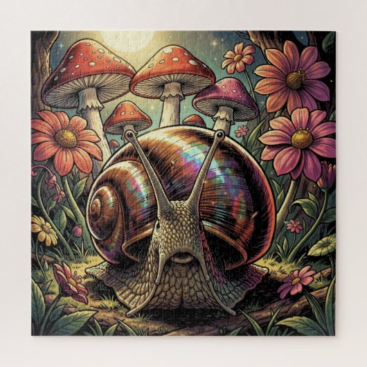 Whimsical Cosmic Snail & Mushroom Garden   ジグソーパズル (縦)