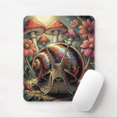 Whimsical Cosmic Snail & Mushroom Garden   マウスパッド (マウス)