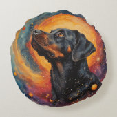Whimsical Cosmosの犬 ラウンドクッション (裏面)