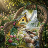 Whimsical Cottage Garden Birdhouse Stream エプロン