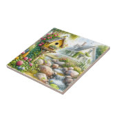 Whimsical Cottage Garden Birdhouse Stream タイル (側面)