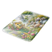 Whimsical Cottage Garden Birdhouse Stream バスマット (アングル)
