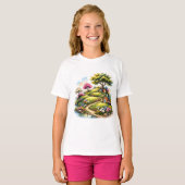 Whimsical Cottage Garden Landscape Art Tシャツ (正面フル)
