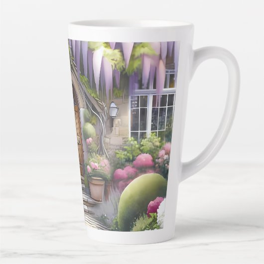 Whimsical Cottage Garden Pathway カフェラテマグ (右)