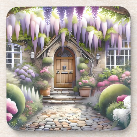 Whimsical Cottage Garden Pathway コースター (正面)