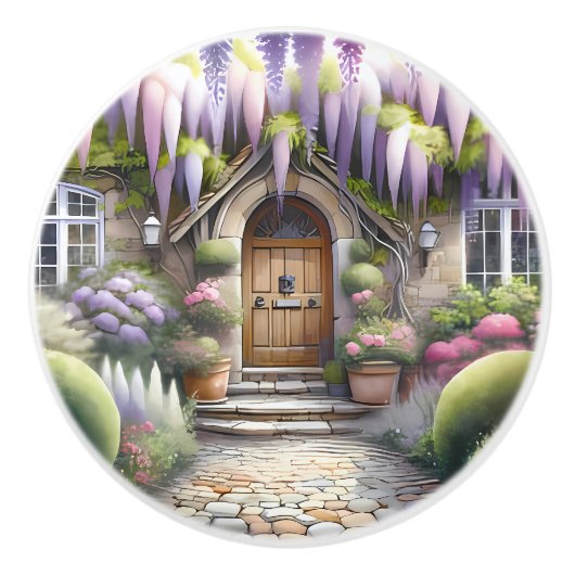 Whimsical Cottage Garden Pathway セラミックノブ (正面)