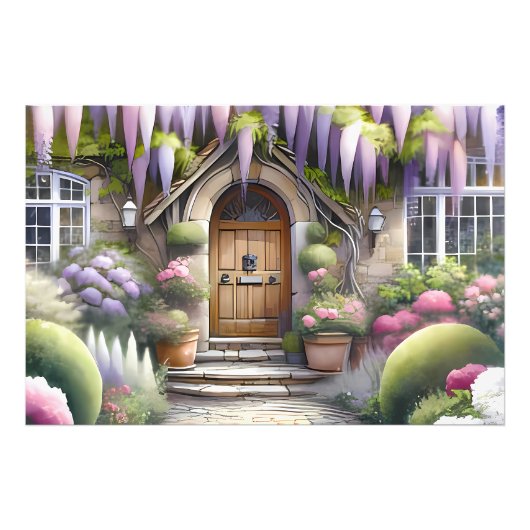 Whimsical Cottage Garden Pathway フォトプリント (正面)