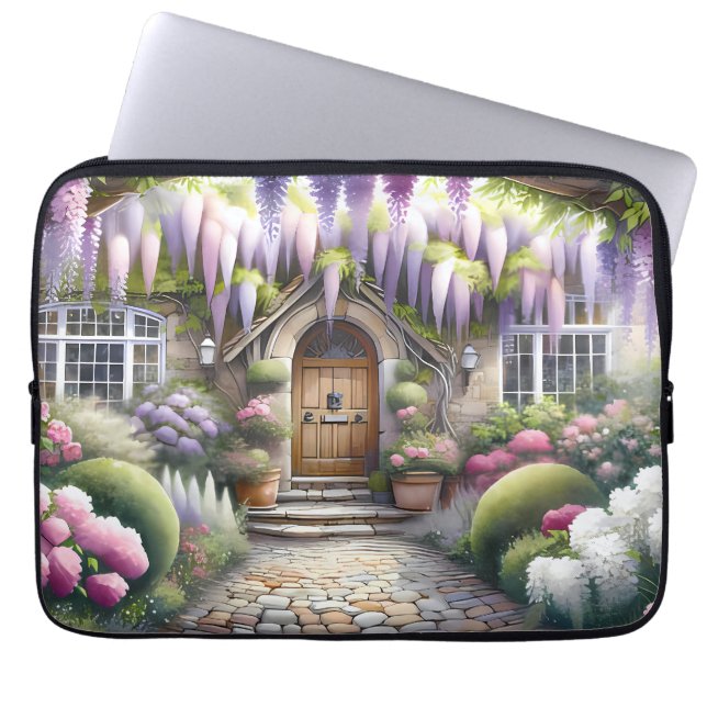 Whimsical Cottage Garden Pathway ラップトップスリーブ (正面)