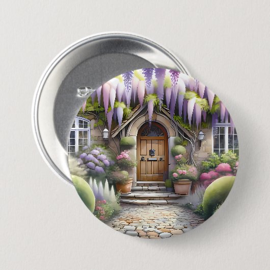 Whimsical Cottage Garden Pathway 缶バッジ (正面&裏面)