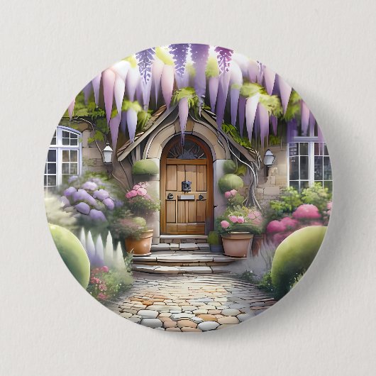 Whimsical Cottage Garden Pathway 缶バッジ (正面)